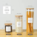 5 Pack Glass Jars with Bamboo Airtight Lids - Stackable Food Storage Containers with 132 Pantry Labels - with Wood Lid for Candy, Cookie, Rice, Sugar, Flour, Pasta, Nuts by CozyNest Decor