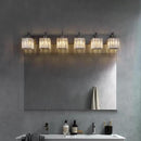 Modern Crystal Bathroom Vanity Light 6-Lights Black Modern Crystal Wall Lamp Bathroom Modern Crystal Vanity Lighting by CozyNest Decor