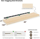 Light Wood Floating Shelves 48 Inch, 8 in Deep Single Book Shelf Floating for Wall Mounted, Heavy Duty Shelf Hold 100 lbs, Unfinished Wall Shelves for Bathroom, Living Room, Kitchen, Bedroom, Office by CozyNest Decor