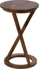 Kate and Laurel Aja Modern Side Table; 15 x 15 x 23; Walnut Brown; Decorative Modern Geometric Wood Bedroom Nightstand Table with Round Tabletop and Unique Slanted Legs by CozyNest Decor