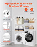 VEVOR Over The Washer and Dryer Storage Shelf, 5 Tier Laundry Room Drying Rack with Hanger Rod and Hooks, Adjustable Over Washer and Dryer Shelves, Laundry Room Shelf Storage Space Saver, White by CozyNest Decor