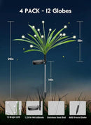 4 Pack 48 LED Solar Firefly Lights with Leaves, Solar Garden Lights Outdoor Decoration with 2 Lighting Modes, Waterproof Solar Outdoor Lights Decorative, Solar Lights for Outside Pathway, Warm White by GreenHaven Gardens