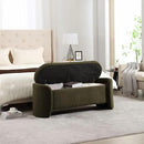 ROCTY Green Boucle Storage Bench - 50" Sherpa End of Bed Ottoman with Seating and Storage for Bedroom, Entryway, Living Room, Vanity or Makeup Room - Teddy Fabric by CozyNest Decor