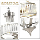 20" Brushed Nickel Chandeliers for Dining Room, 5-Light Modern Crystal Chandelier for Entryway, Hanging Round Light Fixture for Kitchen Island Living Room Bedroom Office Bathroom Staircase by CozyNest Decor