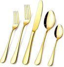 Gold Silverware Set, OGORI 40-Piece Food Grade Stainless Steel Gold Flatware Set, Kitchen Utensil Set Service for 8, Mirror Polished Tableware Cutlery Set for Home and Restaurant, Dishwasher Safe by CozyNest Decor