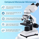 Microscope Magnification 40X-2500X WF10x and WF25x Eyepieces, Dual LED Illumination, Adult Microscope for Schools Home Labs Educational Use by TinyTreasures Baby Boutique