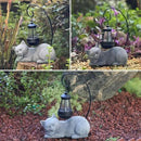 Solar Cat Garden Statue with Lantern, 13 Inch Tall Figurine for Outdoor Decor, Yard, Patio, Lawn and Porch, Solar-Powered Lights Sculpture by GreenHaven Gardens