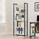 NUMENN Bookshelf, 5 Tier Bookshelves, Home Office Bookcase Shelf Storage Organizer, Free Standing Storage Shelving Unit for Bedroom, Living Room and Home Office, White&Black by CozyNest Decor