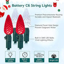 Brightown C6 LED Christmas String Lights - 2 Pack Each 20ft 60LED Battery Operated Strawberry String Lights with Timer and 8 Light Modes for Christmas Trees Wreaths, Indoor Xmas Decor, Red and White by GreenHaven Gardens