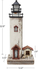 Linfevisi Wood Lighthouse Decor Rustic LED Light House Decor Wooden Decorative Nautical Lighthouse Statue Coastal Beach Themed Lighthouse Handcrafted Tabletop Decoration Home Bathroom (12") by CozyNest Decor