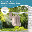 JAUREE Clothes Drying Rack Wall Mounted, Laundry Drying Rack Collapsible, Space Saving Wall Drying Rack Clothing Foldable, Tri-Fold Retractable Rack Outdoor Indoor with 18 Hooks, White by TinyTreasures Baby Boutique