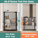 40.5" Extra Tall Baby Gate for Stairs, 68.5"-72.2" Extra Wide Long Dog Gate for The House, Safety Child Gate Easy Walk Thru Indoor, Metal Auto Close Pressure Mount Pet Gate for Doorways Hallway, Black by TinyTreasures Baby Boutique