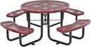 Global Industrial 46" Round Picnic Table, Expanded Metal, Red Thermoplastic Coating, Attached Benches, 1-1/2” Umbrella Pole Hole, Outdoor-Rated, 1000 lb Capacity by GreenHaven Gardens