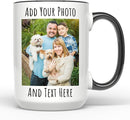 Personalized Coffee Mug 15 Oz, Custom Picture Text or Logo Ceramic Mug, Customized Gift for Men & Women, Taza Personalizada with Photo and Words, Customizable Large Tea Cup | White - Black by TinyTreasures Baby Boutique