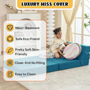 jela Foldable Sofa Bed, Convertible Sleeper Lounge Chair Floor Mattress Floor Couch with Backrest, Fold Out Futon with Washable Miss Fabric Cover for Guest Room, Living Room (83"x33",Teal) by CozyNest Decor