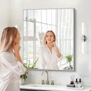 Silver Bathroom Mirror for Wall, 30x36 Inch Rectangle with Metal Frame, Modern Vanity for Bathroom Living Room, Entryway Hangs Horizontal or Vertical by CozyNest Decor