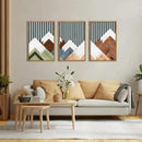 DRACIT Large Woodcut Mountain Wall Art Set Abstract Boho Forest Wood Wall Decor Nature Blue Art Decor Modern Geometric Wooden Wall Sculptures for Living Room Bedroom Office-16x24Inchx3 by CozyNest Decor