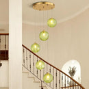 5-Light Chandelier, Globe Green Glass Flush Mount Pendant Light,15W Ceiling Hanging Light for Staircase Foyer Entryway Living Room Hotel Kitchen Island（3000K,G9 Bulbs Include） by CozyNest Decor