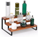 3 Tier Wooden Display Riser Stand Perfume Organizer with Metal Stand, Dessert Table Display Set, Food Display Stands for Party, Brown Rustic Solid Wood Shelf for Cupcakes, Perfume, Cologne, Spiece by CozyNest Decor