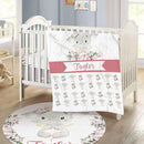 Personalized Baby Crib Bedding Set - Custom Name Lovely Elephant Design 3 Pcs Set - Soft Blanket with Double Layer Dotted Backing, Fitted Sheet, Room Rug for Newborns Boys Girls Shower Gift by TinyTreasures Baby Boutique