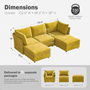 102.6" U Shaped Modular Sectional Sofa, 5 Seater Couch with Storage Ottoman Deep Seat and High Backrest with Removable Cover for Living Room, Apartment - Chenille Yellow by CozyNest Decor