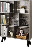 LEYAOYAO Bookshelf Cube Storage Organizer,3 Tier Bookcase with Legs,Modern Wood Open Shelf,Dirty Grey Bookshelves,Free Standing Display Short Book Shelves for Narrow Space,Bedroom,Living Room,Office by CozyNest Decor
