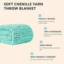 L'AGRATY Chunky Knit Blanket Throw: 60''x80'' Chenille Chunky Knitted Throw Blanket for Bed Couch - Handmade Thick Big Cable Knit Blanket - Large Crochet Rope Blanket for Home Decor(Lake Blue) by CozyNest Decor
