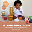 BEABA 8 oz Glass Baby Food Jars with Soft Silicone Air Tight Lids, Glass Storage Containers with Lids, Microwave and Freezer Safe Containers, Sage by TinyTreasures Baby Boutique
