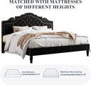 Allewie King Bed Frame with Adjustable Velvet Tiara Headboard, Upholstered Diamond Button Tufted Platform Bed, Wood Slats Support, No Box Spring Needed, Mattress Foundation, Easy Assembly, Black by CozyNest Decor