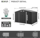 Aoxun 9.4x7.3x6.5 FT Outdoor Storage Shed, Garbage Can, Outdoor Metal Shed for Tool, Garden, Bike, Placed in Patio, Garden (Black) by GreenHaven Gardens
