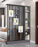 Wall Room Divider, Storage Cabinet Storage Display with Shelves, Modern Freestanding Wood Room Divider Screen, Wall Privacy Screens for Home Decorative (Grey+Black,55" L x 9.5" W x 79.5" H) by CozyNest Decor