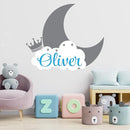 Personalized Name Moon & Cloud Wall Decal - Custom Baby Nursery Sticker - Peel and Stick Mural for Girls & Boys Room - Removable Vinyl Art Decor - Mural Decal for Nursery Decor (Wide 15"x12" Height) by TinyTreasures Baby Boutique