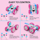 RC Cars, Pink Remote Control Car for Girls, 2.4 GHZ Double Sided RC Stunt Car 360° Rotating Remote Control Crawler with Headlights Car Toys for 6 7 8 9 10 11 12 Girls Birthday Gift by TinyTreasures Baby Boutique