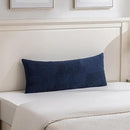 Fancy Homi Set of 2 Navy Blue Boho Long Lumbar Body Decorative Throw Pillow Cover 14x36 Inch for Bed Couch Bedroom Bench, Soft Patchwork Corduroy Textured Pillow Case, Rustic Farmhouse Room Décor by CozyNest Decor