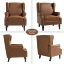 Accent Chair, Faux Leather High Back Armchair or Living Room, Comfy Upholstered Single Sofa Reading Chair with Solid Wood Legs for Office, Bedroom, Waiting Room-Brown by CozyNest Decor