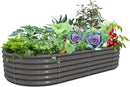 A ANLEOLIFE 8X4X1.5 ft Galvanized Raised Garden Beds Outdoor, Oval Large Metal Planter Box for Planting Vegetables Flowers Herb, Anti-Rust & Easy-Setup, Quartz Grey by GreenHaven Gardens