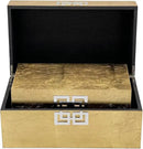 Galt International Storage Box Set Decorative Storage Box w/Hinged Lid Classic Design Wood Decor Boxes with Geometric Clasp Storage for Bedroom & Home - Set of 2 (Gold Leaf) by CozyNest Decor