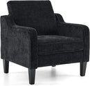 VINGLI Mid Century Modern Accent Chairs, Black Soft Chenille Reading Chair Upholstered Armchair Side Chairs Sofa Couches for Living Room, Bedroom, Apartment by CozyNest Decor