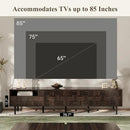 Modern TV Stand for TVs up to 85", Mid-Century Media Console with Checkered Cabinet Doors, Storage Drawers & Open Shelves, Wood Entertainment Center with Metal Legs by CozyNest Decor