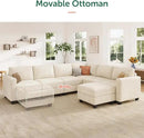 HONBAY Corduroy Sectional Couch with Storage U Shaped Sectional Sofa Modular Sectional Couches for Living Room, Beige by CozyNest Decor