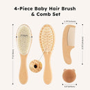 Yoofoss 4 Piece Baby Brush and Comb Set, Wooden Baby Brush with Natural Ultra Soft Goat Hair, Baby Hair Brush for Newborn, Baby Brush Set for Boy Girl by TinyTreasures Baby Boutique