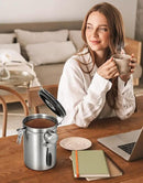 Airtight Coffee Canister, HAIOOU 22OZ Large Stainless Steel Coffee Bean Storage Container with Date Tracker, Measuring Scoop, 6Pcs CO2 Valves and Mini Tongs for Beans, Grounds, Sugar and more - Silver by CozyNest Decor