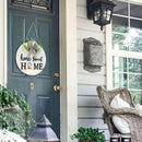 Interchangeable Welcome Sign for Front Door with 14 Changeable Icons, Farmhouse Front Porch Decor Rustic Wooden Wall Sign with 12 LED Lights, Outdoor Seasonal Welcome Home Decorations (White1) by CozyNest Decor