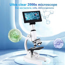 Microscope 40X-2500X Magnification with 4.3-inch Display, Wide-Angle 10X and 25X eyepieces, and Built-in 5-megapixel Camera for School Labs, Animal Husbandry (White) by TinyTreasures Baby Boutique