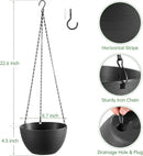 Hanging Planters for Indoor Outdoor Plants, Set of 2 Self Watering Hanging Pots with Drainage Hole & Plug and 20" Chain & Hooks by GreenHaven Gardens