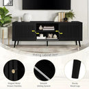 Mid Century Modern TV Stand for Televisions up to 70 Inches, with Sliding Doors and Storage, Television Stands, TV Consoles, Media Consoles for Living Room, 63 Inch (Black) by CozyNest Decor