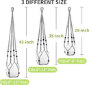3 Pack Macrame Plant Hanger - 43"/35"/29" Different Sizes, Hanging Planter Basket Flower Pot Holder for Indoor Outdoor, with Wood Beads, Boho Home Decor, Gray (POTS NOT Included) by GreenHaven Gardens