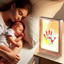 CHERRY CHEERS Family Handprint Kit with Light, Handprint Keepsake Frame, Wooden Led Light, Easy Install, No Need Screw etc, Non-Toxic Paints (Brown) by TinyTreasures Baby Boutique