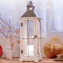Bdor 26in Farmhouse White IP65 Waterproof Wood Metal Decorative Lanterns with Remote Control, Timer, Tempered Glass, Flameless Pillar Candles, Decorative Lanterns for Home Decor, Front Porch, Wedding by CozyNest Decor