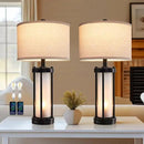 RORIA Set of 2 Modern Table Lamps for Living Room with 2 USB Ports, White Frosted Glass Nightlight for Bedroom, Contemporary Desk Lamps for Nightstand End Table Entryway, 4 Bulbs Included (Black) by CozyNest Decor